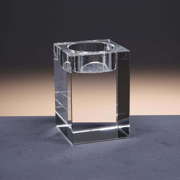 Candelabro de cristal - Portavela - Colección CUADRADO-TRANSPARENTE.