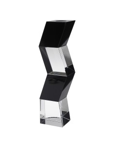 Candelabro de cristal - Portavela - Colección 8303-NEGRO/TRANSPARENTE.