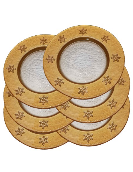 Caja de 6 bajoplatos de cristal - Colección COPO DE NIEVE.